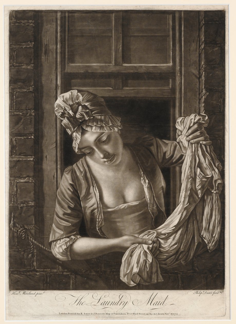 Tvättstäderskan, tryck av Philip Dawe, 1772 (mezzotint) av Henry Robert Morland