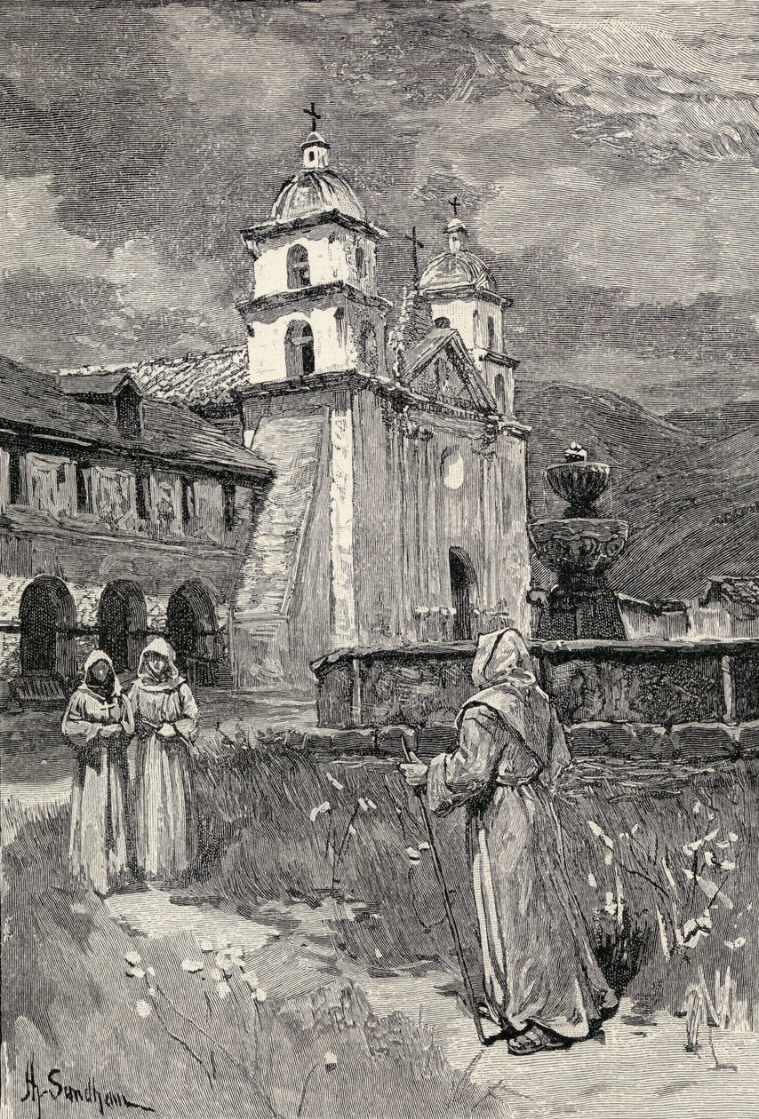 Fontän och mission, Santa Barbara, Kalifornien, från 