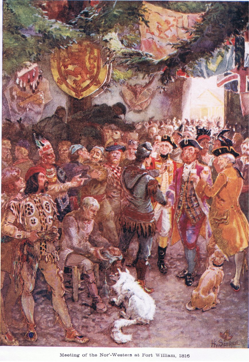 NorWesters möte i Fort William 1816, c.1920 av Henry Sandham