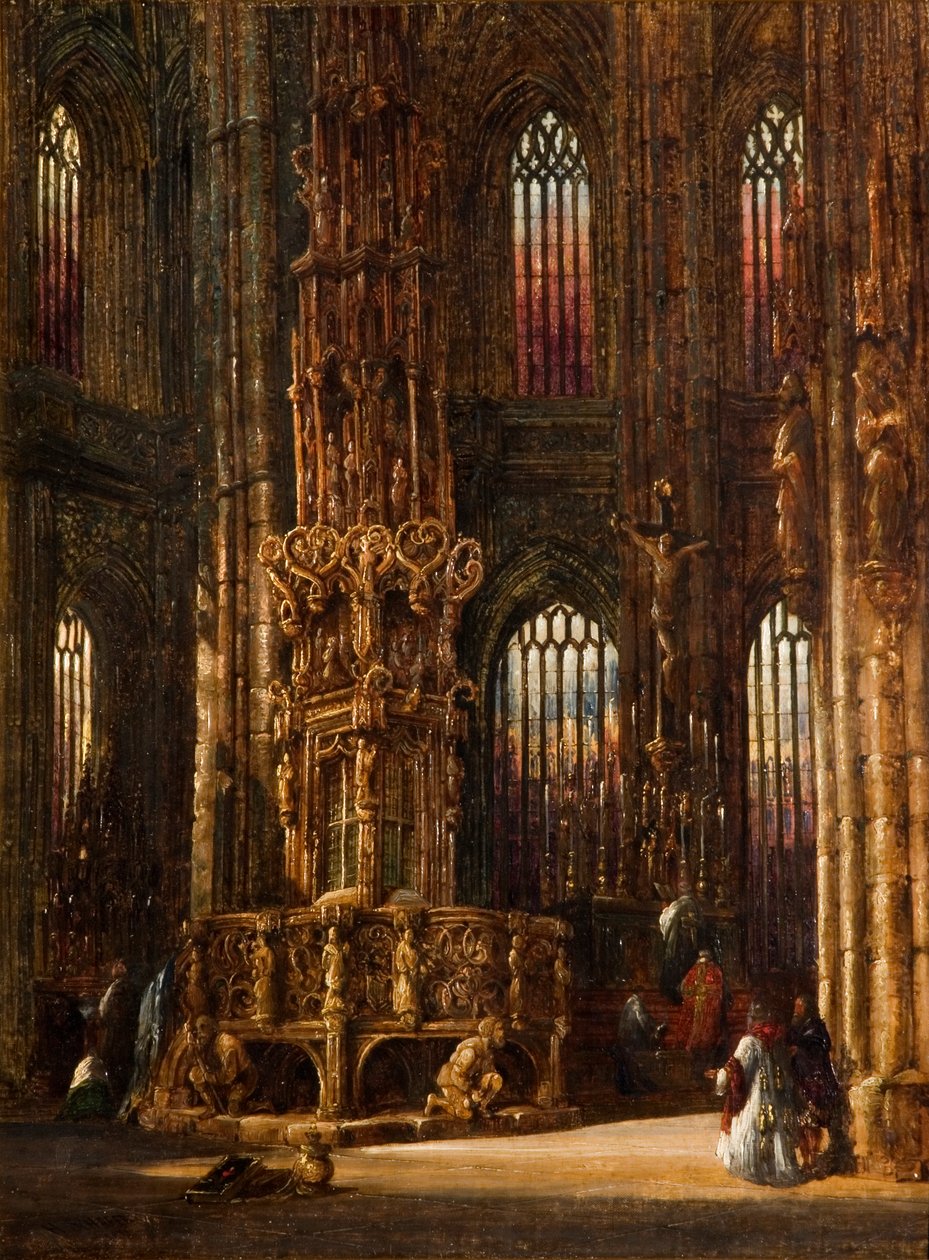 Interiör av St. Lawrence-kyrkan, Nürnberg, c.1875 av Henry Thomas Schafer