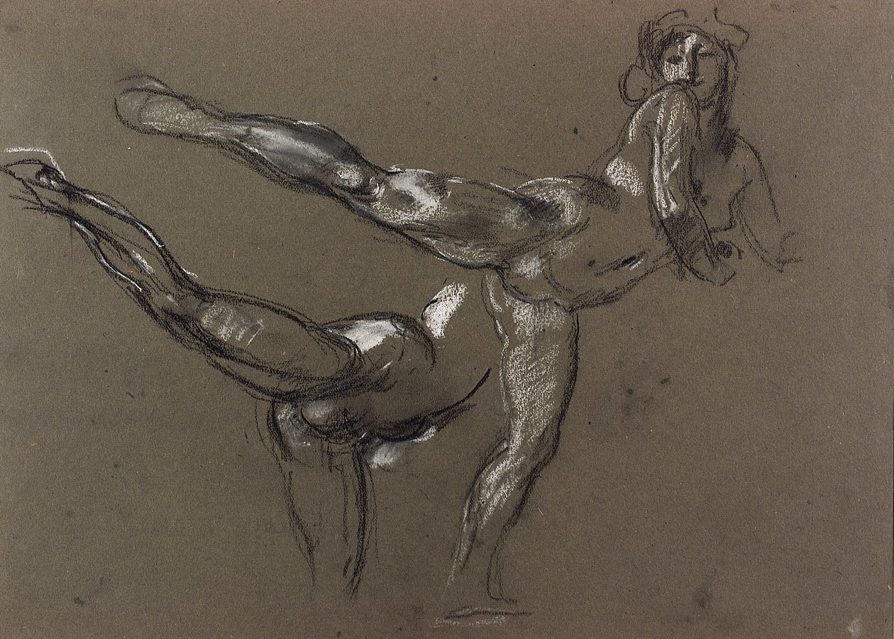 Två studier av en kvinnlig naken (krita på papper) av Henry Tonks