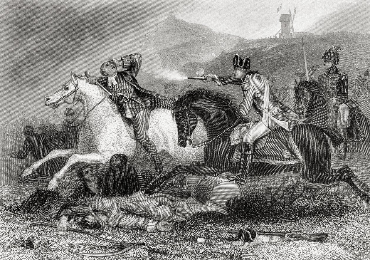 Rebellledaren Fader Clinch sköts i slaget vid Vinegar Hill, Enniscorthy, County Wexford, Irland 1798, från 