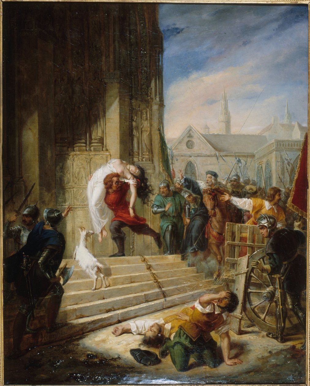 Quasimodo räddar Esmeralda från bödlarna, 1832. av Henry