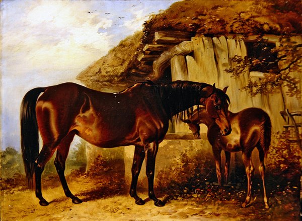 Stoet och föl (olja på tavla) av Henry Barraud