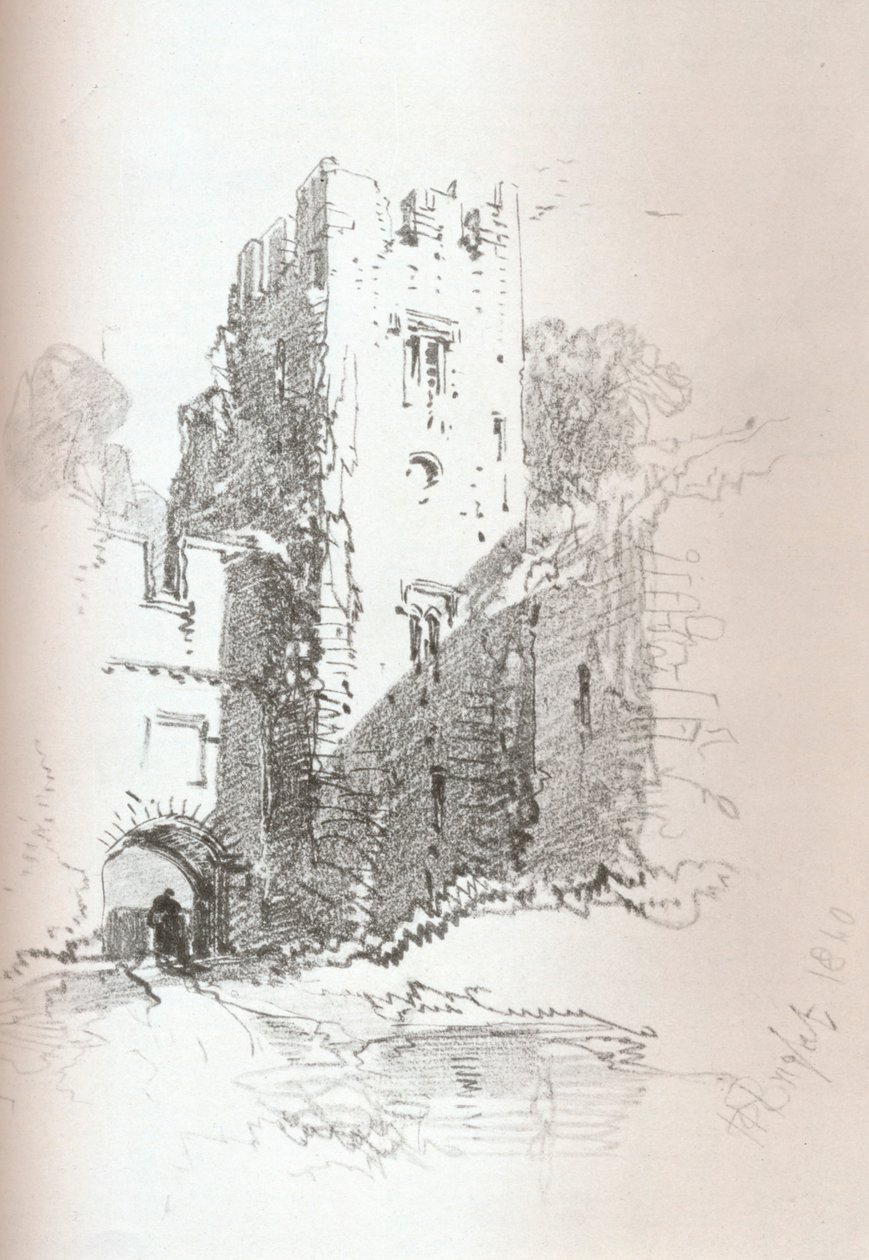 Crookston Castle, nära Paisley, 1840 av Henry Bright