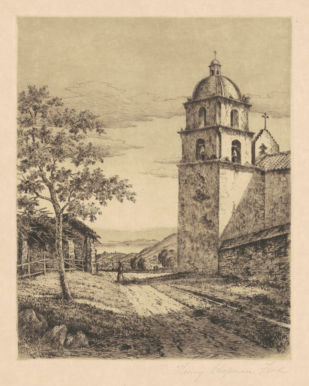 Mission Santa Barbara, tittar söderut av Henry Chapman Ford