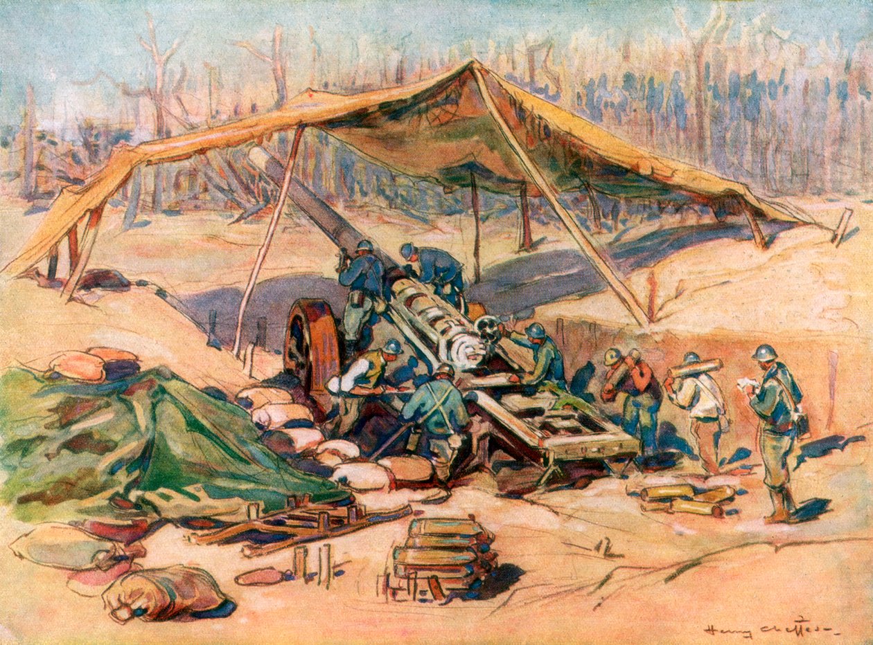 Fransk artilleriposition, Frankrike, 1918, 1926. av Henry Cheffer