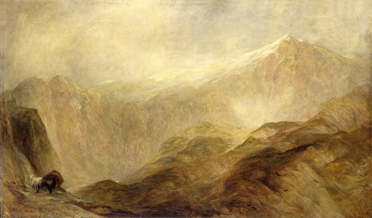 Snowdon (olja på duk) av Henry Clarence Whaite