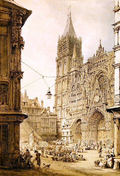 Rouen katedral, västra fronten av Henry Edridge