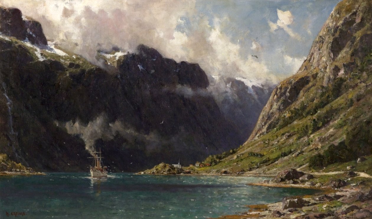 Naeroyfjord, Norge, 1902 av Henry Enfield