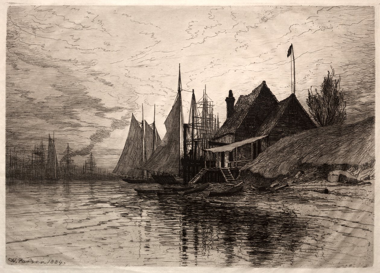 Evening, New Yorks hamn, 1884. av Henry Farrer
