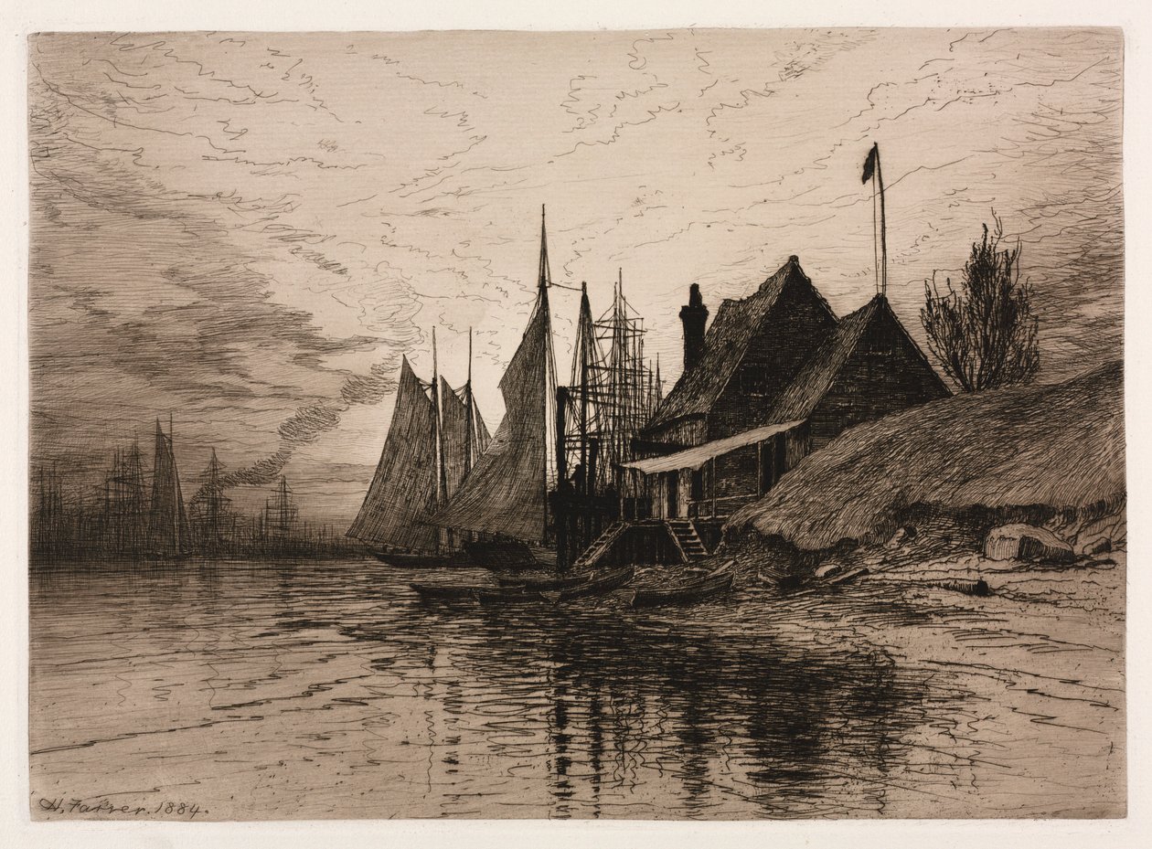 Evening, New Yorks hamn, 1884. av Henry Farrer
