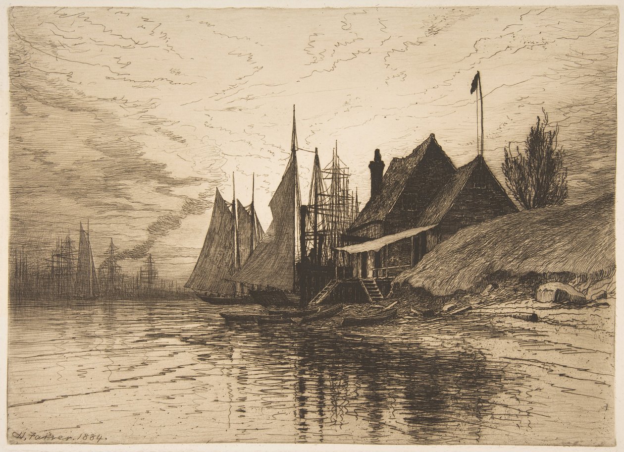 Evening, New Yorks hamn, 1884. av Henry Farrer