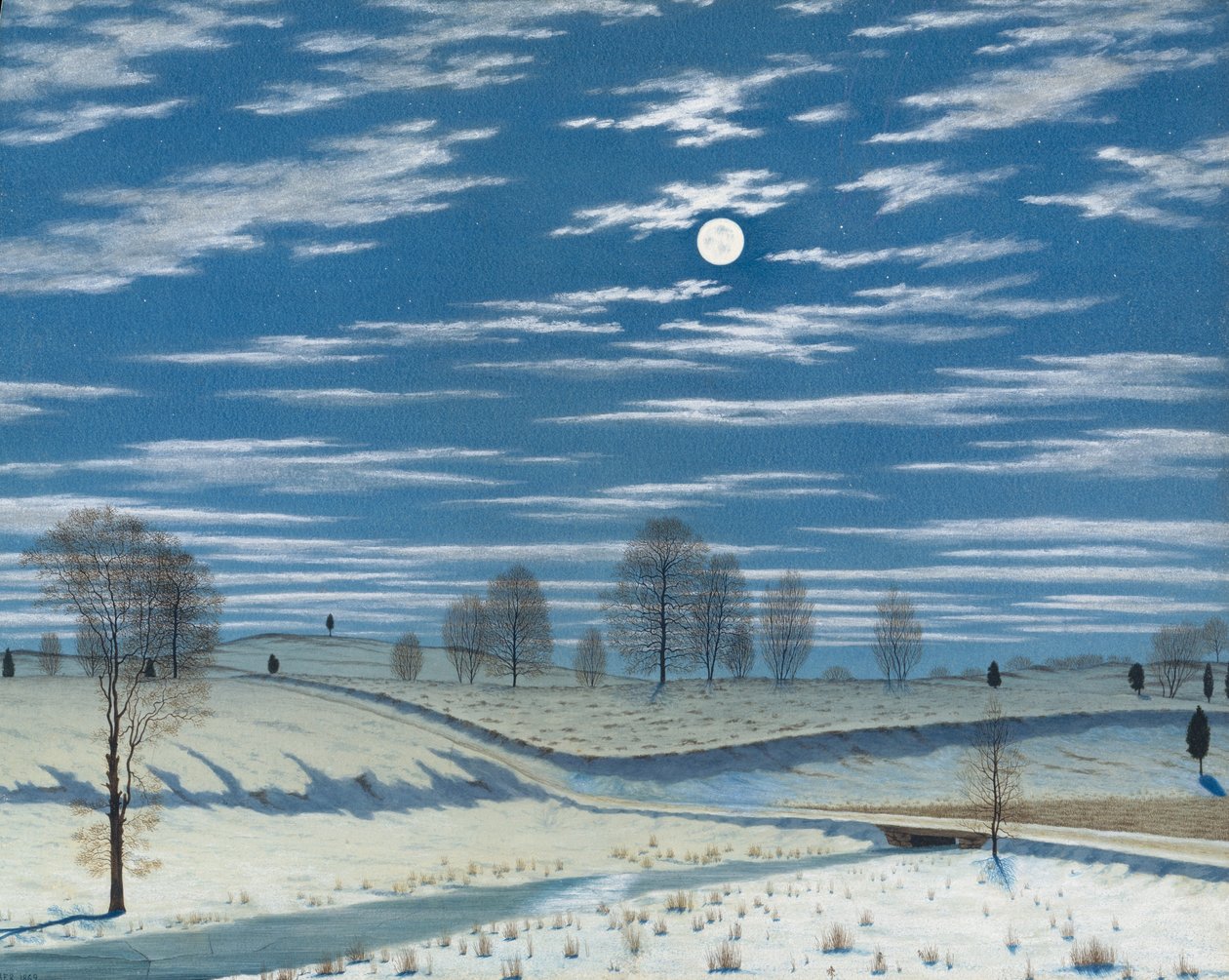 Vinterscen i månsken, 1869. av Henry Farrer