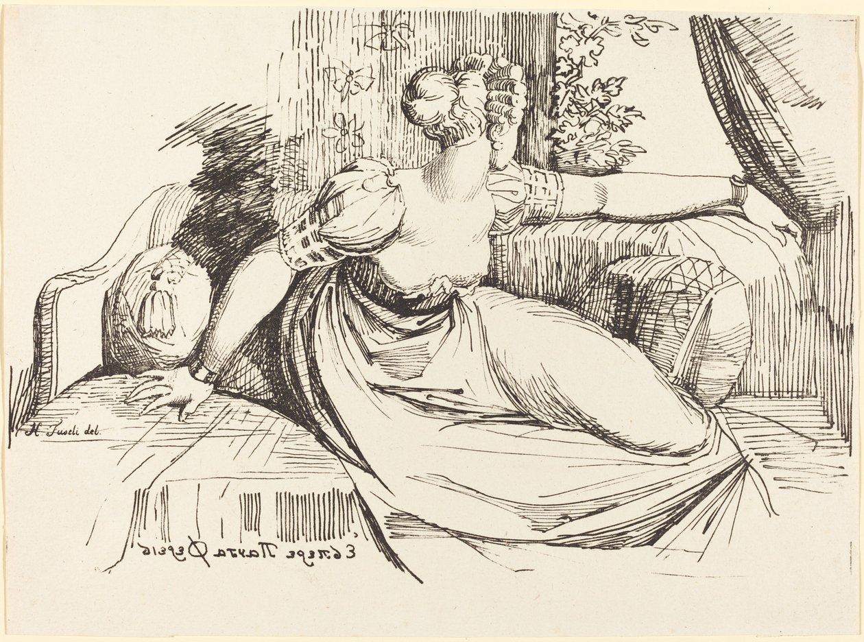 En kvinna som sitter vid fönstret av Johann Heinrich Füssli