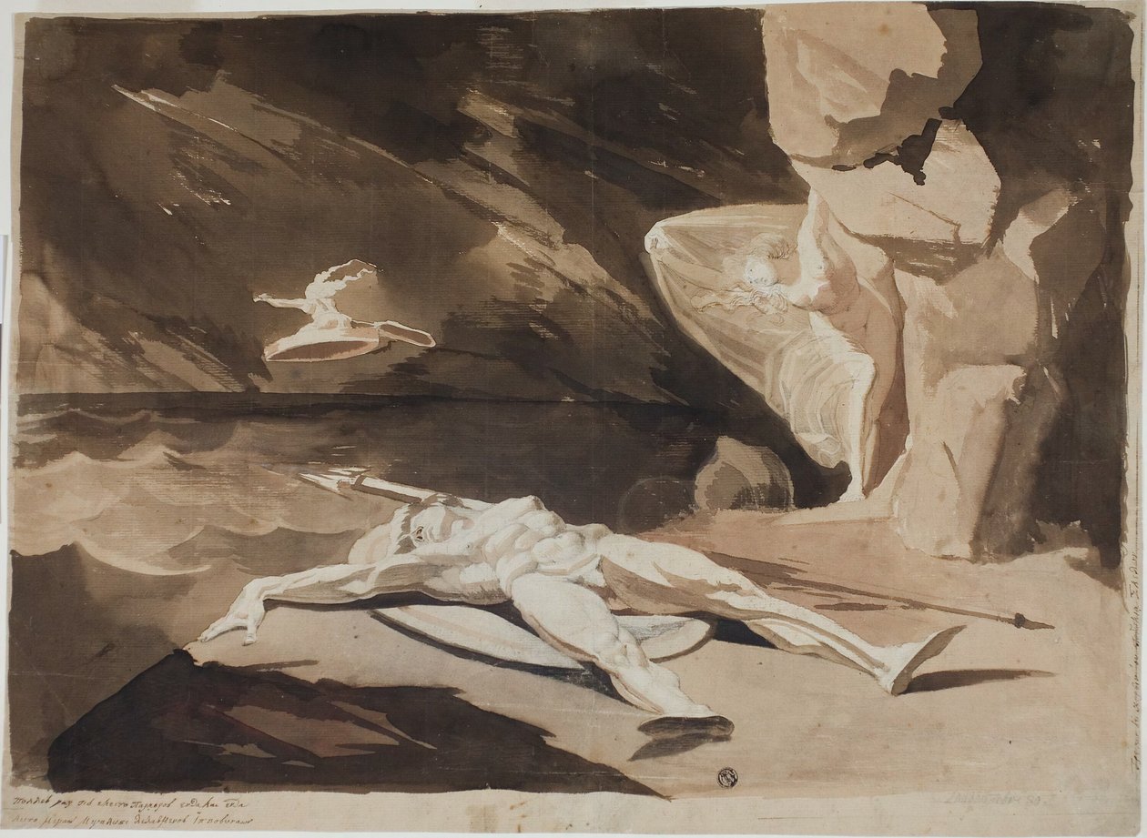 Thetis sörjer Achilles kropp av Johann Heinrich Füssli
