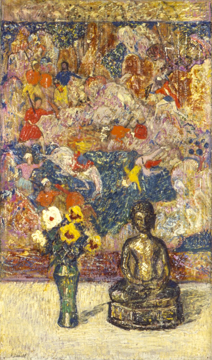 Brons Buddha (olja på duk) av Henry Golden Dearth