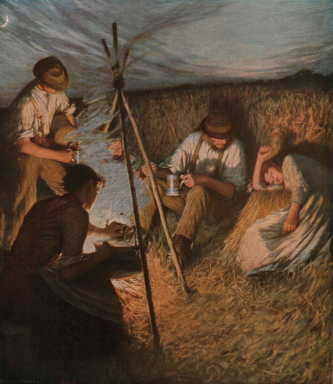 The Harvesters Supper, 1898, c1930. av Henry Herbert La Thangue