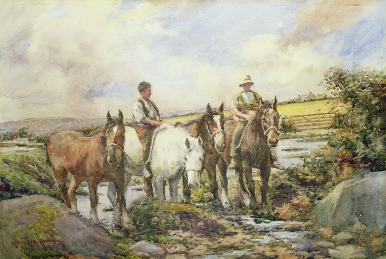 Hästar vattning av Henry Meynell Rheam