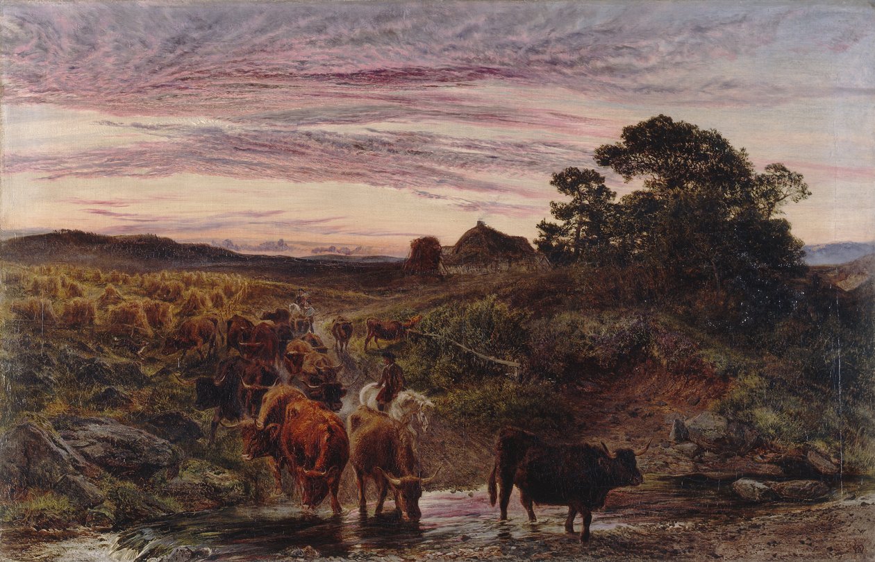 Boskap som springer en ström av Henry Moore