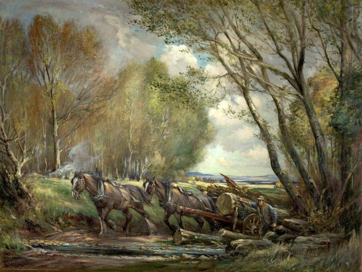 Hauling Timber, Stirlingshire, Skottland av Henry Morley