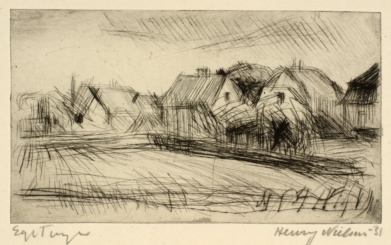 Hus med trädgårdar av Henry Nielsen