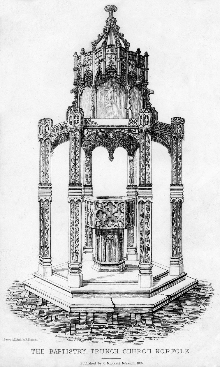 Dopkyrkan, Trunch Church, Norfolk, 1855. av Henry Ninham