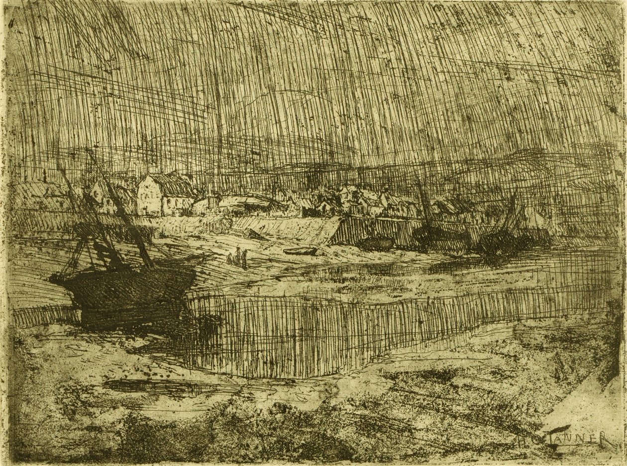 Kapsejsade fiskebåtar, Bretagne av Henry Ossawa Tanner