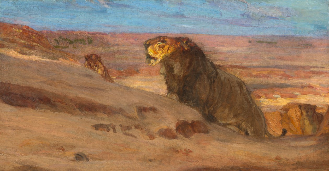 Lions in the Desert, ca. 1897-1900. av Henry Ossawa Tanner