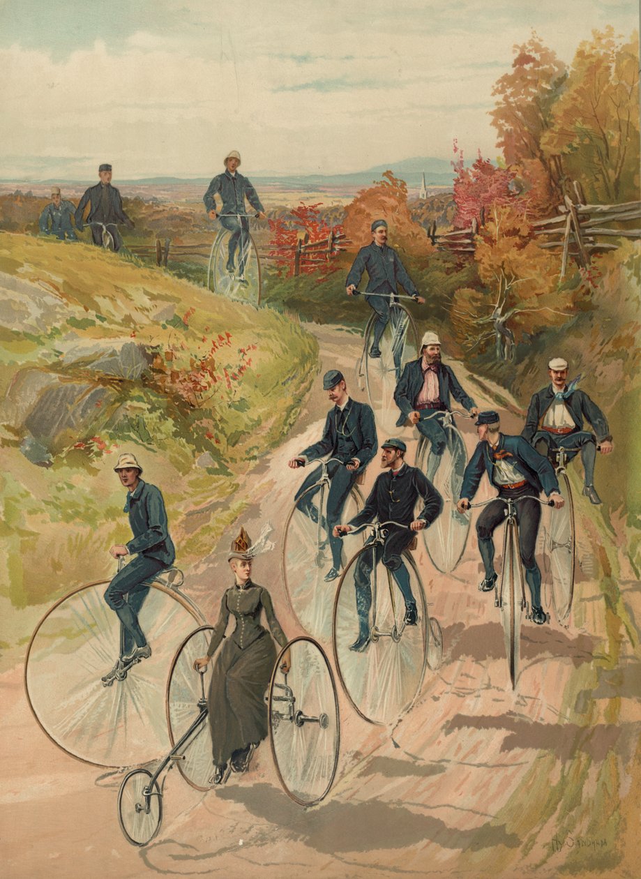 Cykling, ca 1887 av Henry Sandham