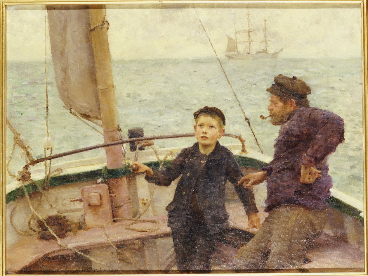 Styrlektionen, 1892 av Henry Scott Tuke