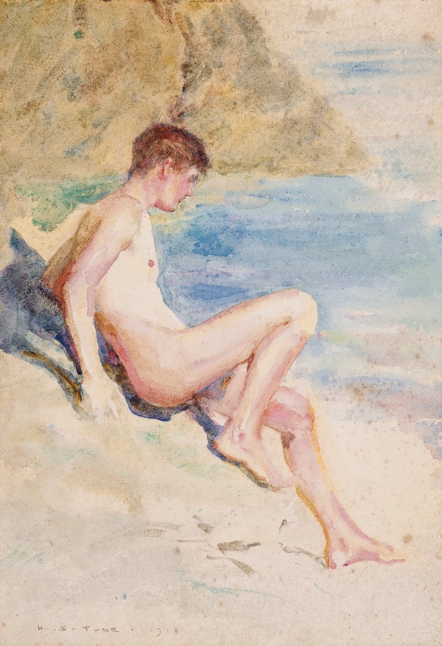 Badaren, 1910 av Henry Scott Tuke