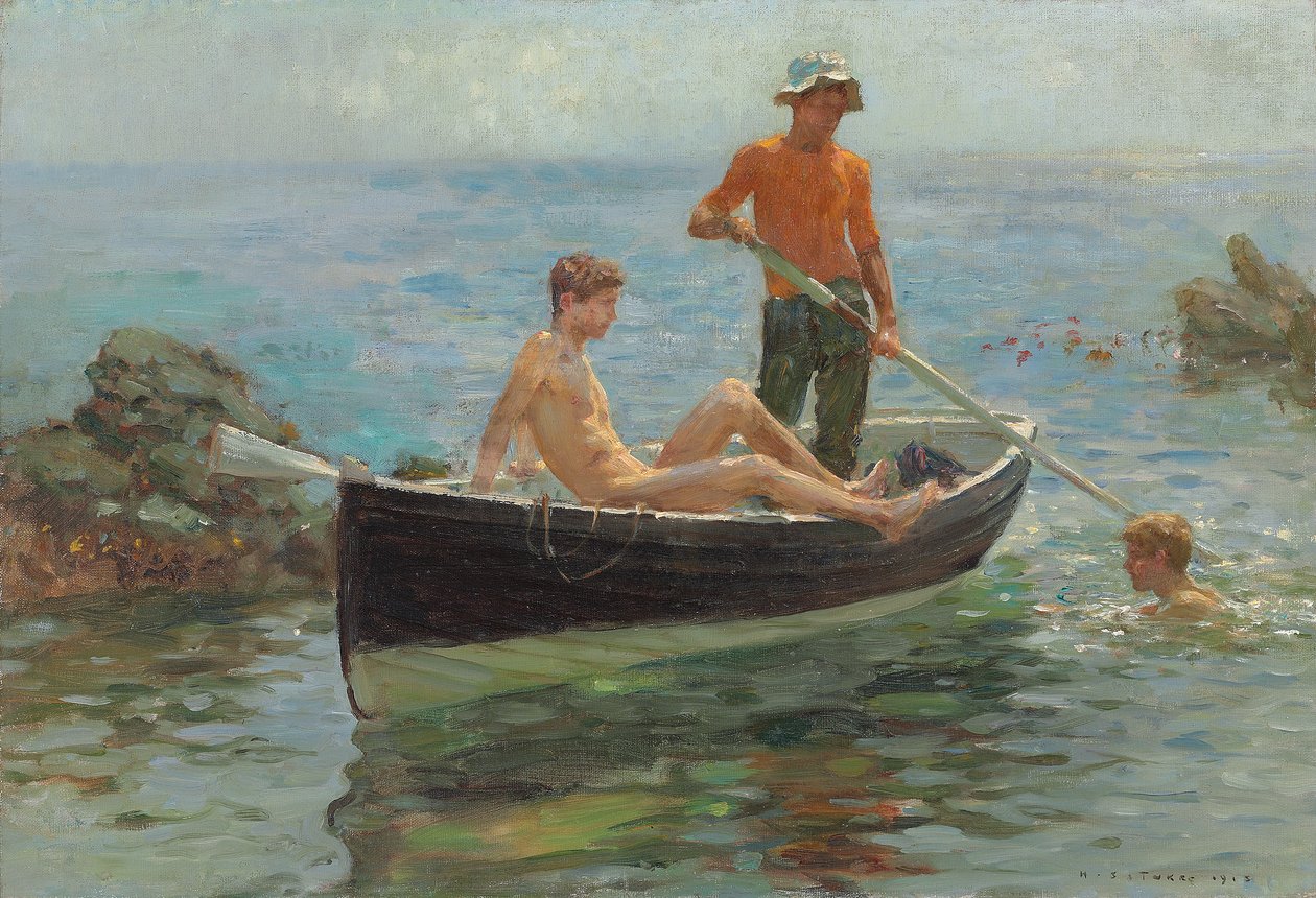 Den orange tröjan, 1913 av Henry Scott Tuke