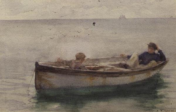 Två pojkar i en roddbåt av Henry Scott Tuke