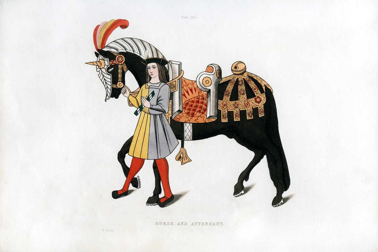 Häst och skötare, c1511, 1843. av Henry Shaw