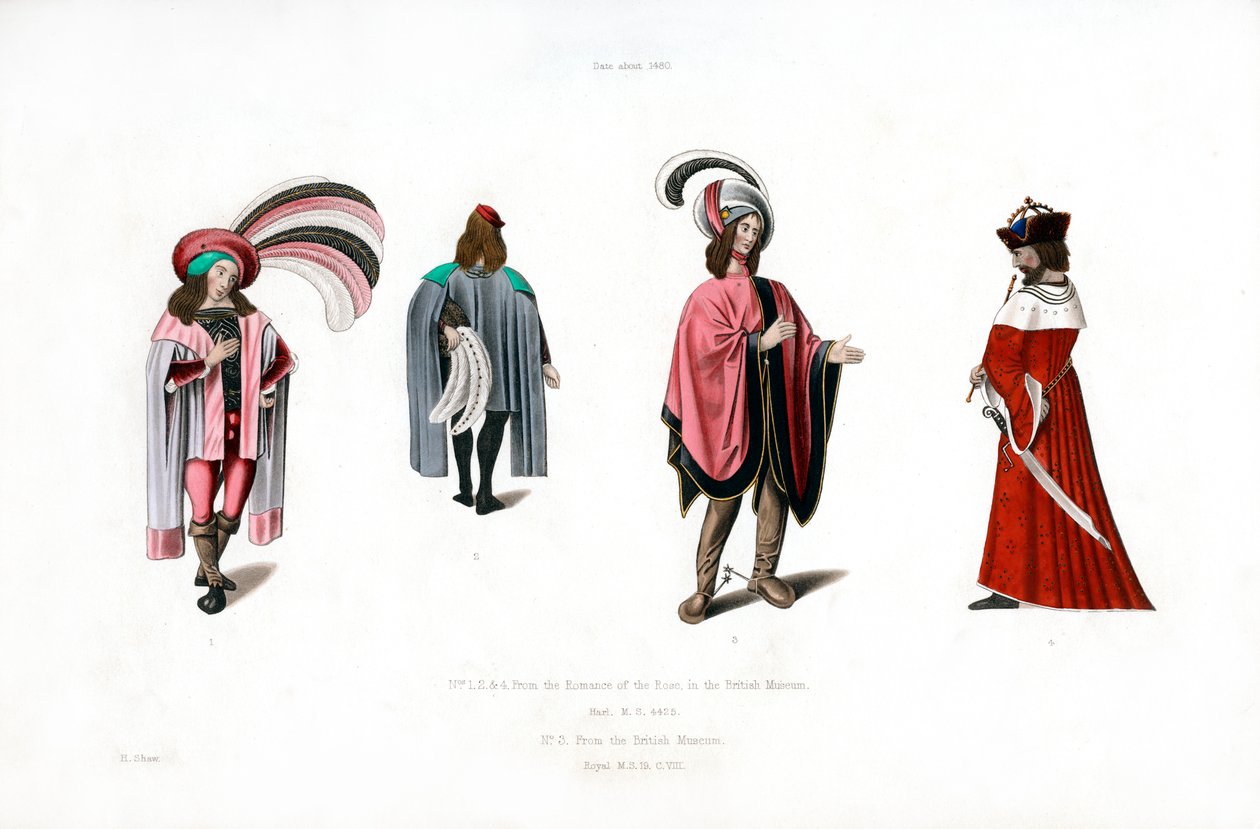 Mansklänning, c1480, 1843. av Henry Shaw