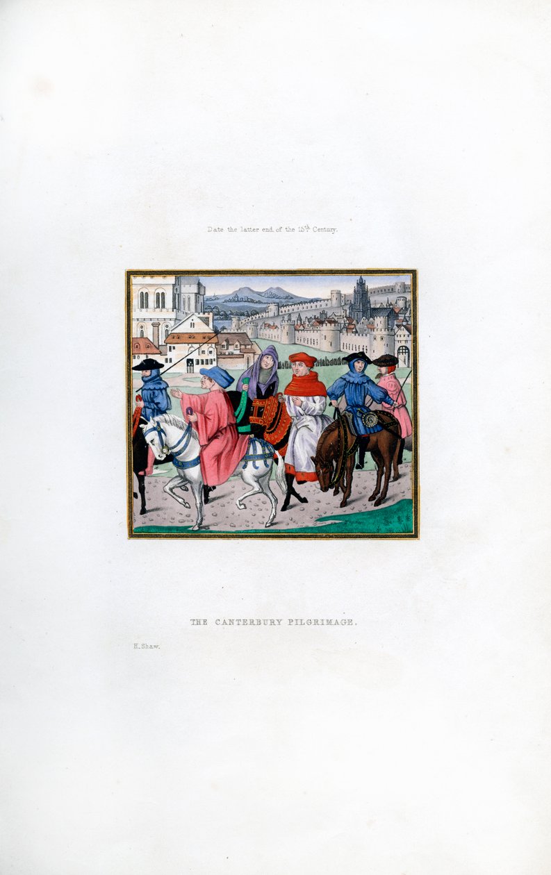 Pilgrimsfärden i Canterbury, sent 1400-tal, 1843. av Henry Shaw