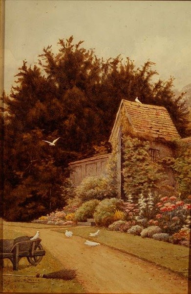 Ett gammalt trädgårdshus på Hartwell House av Henry Terry