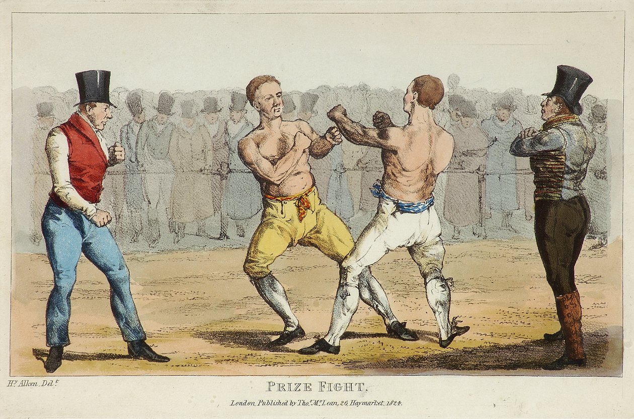 Prize Fight (färgad etsning) av Henry Thomas (after) Alken