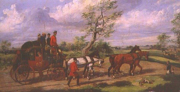 The Dover Mail (olja på panel) av Henry Thomas Alken