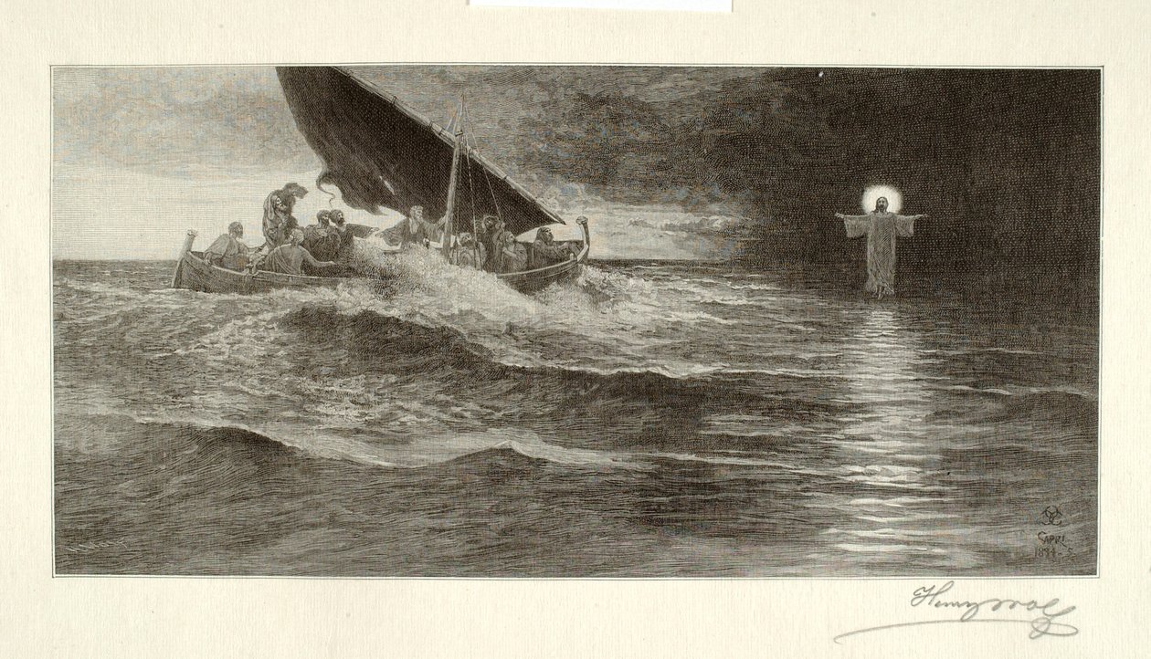 Kristus vandrar på havet av Henry Wolf