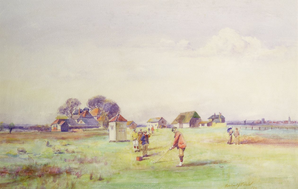 The First Tee på Royal St. Georges, Sandwich, 1910 (wc) av Herbert John Finn