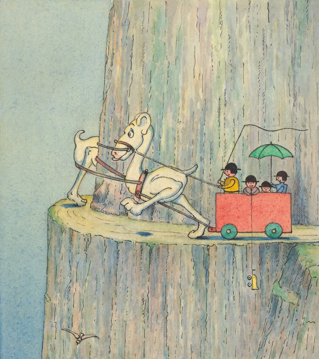 Figurer som går uppför en klippväg, ca 1910 av Herbert E. Crowley