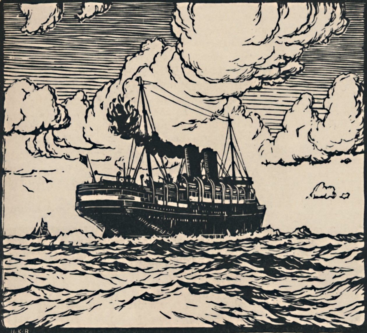 Steamer at Sea, 1919 av Herbert Kerr Rooke