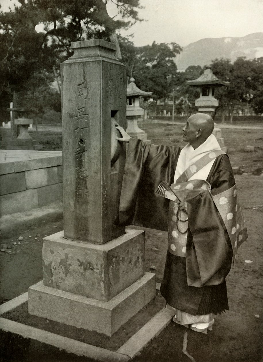 En buddhistisk präst och bönhjul, 1910. av Herbert Ponting