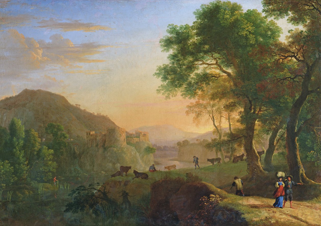 Nedåtgående sol, Italien av Herman van Swanevelt