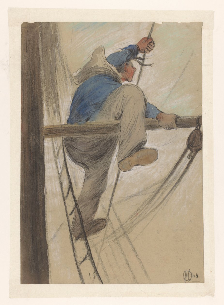 Sjöman i riggen av Herman Heijenbrock (signed by artist)