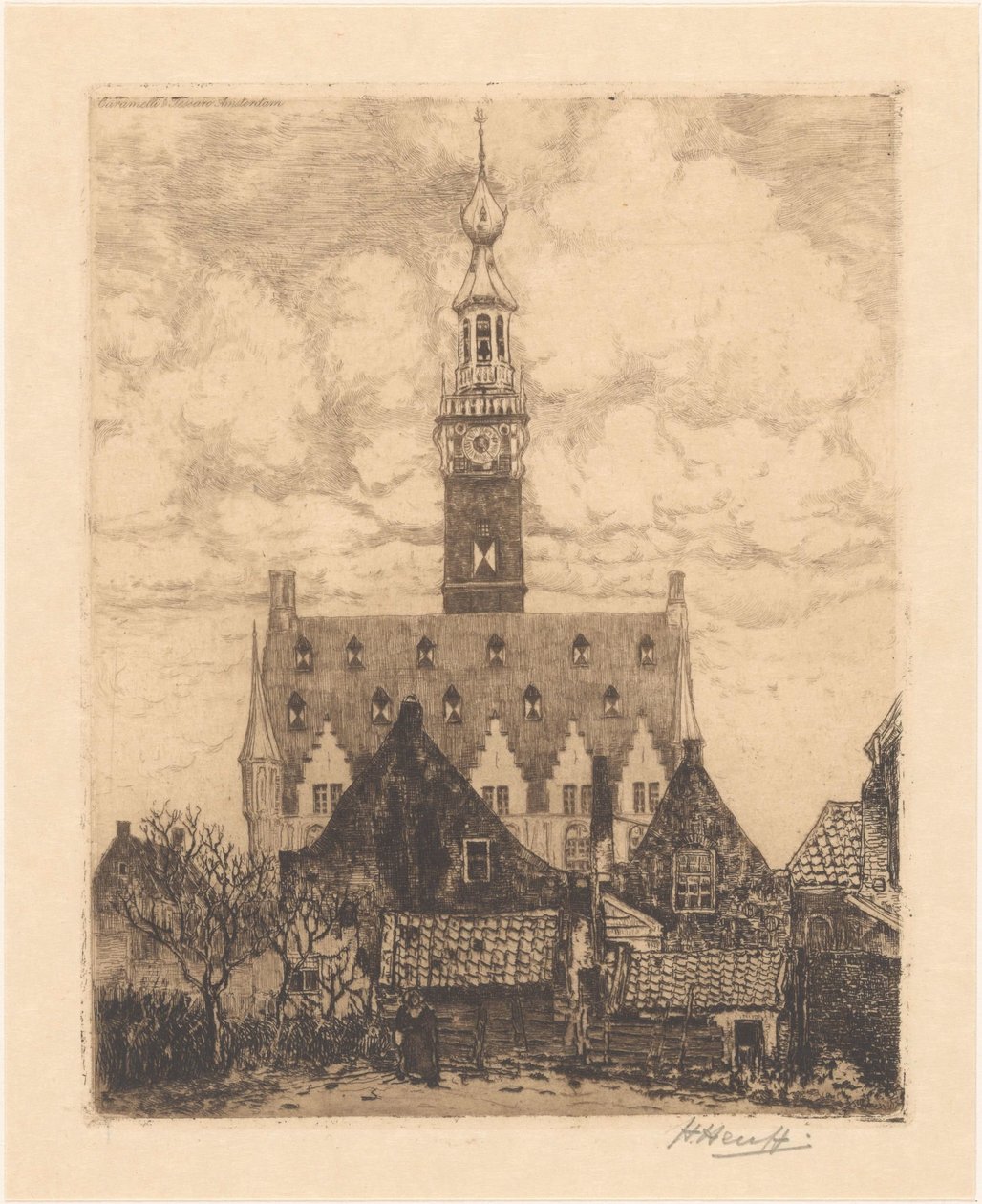Veere Rådhuset av Herman Heuff (signed by artist)