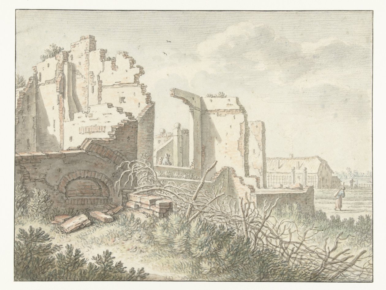 Ruin utanför Wittevrouwenpoort i Utrecht av Herman Saftleven