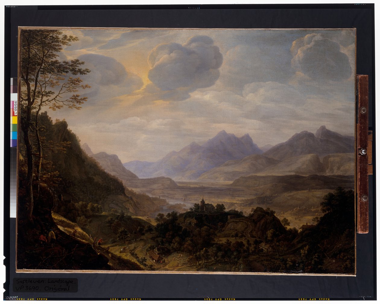 Ett vidsträckt rhenskt landskap av Herman the Younger Saftleven